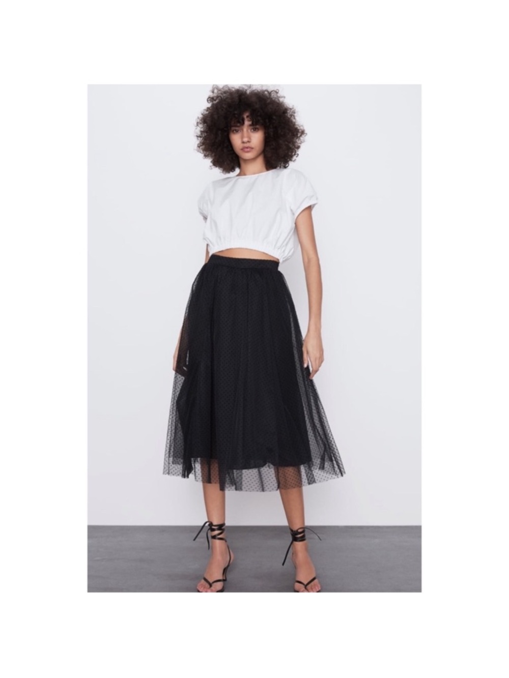 Zara Black Midi Tulle Skirt